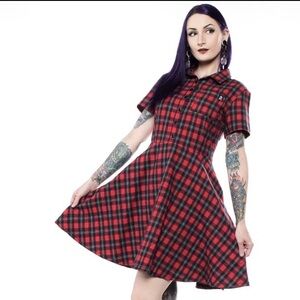 Sourpuss Tartan Plaid Shirt Dress